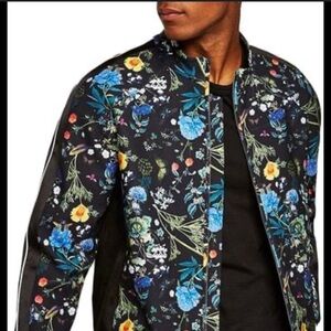 Topman Black Floral Vibrant Bomber Jacket unisex size men sm , made in Monaco